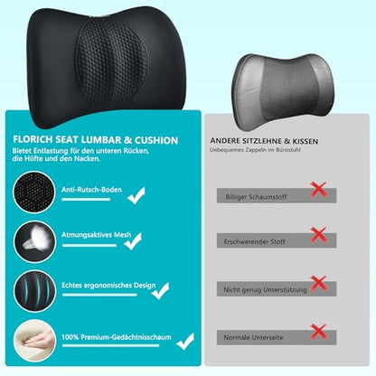 3 PCS Seat Cushion for Carseat Lumbar Support Pillow Car Neck Headrest Pillows Memory Foam Gel Memory Foam Massage Point Seat Pads Pressure Relief Back Cushion for Office Chair (3 Count)