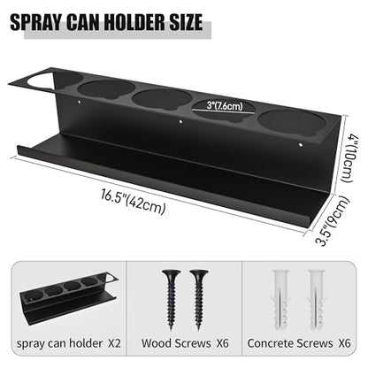 2 Pack Wall Mounted Aerosol Spray Can Holder Storage Rack (2 Count)