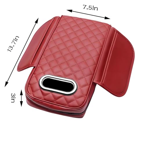 Car Armrest Cover Leather Car Console Covers Box Pad with Pocket and Tissue Box Arm Rest Cover for Car for SUV Truck Sedan Vehicle