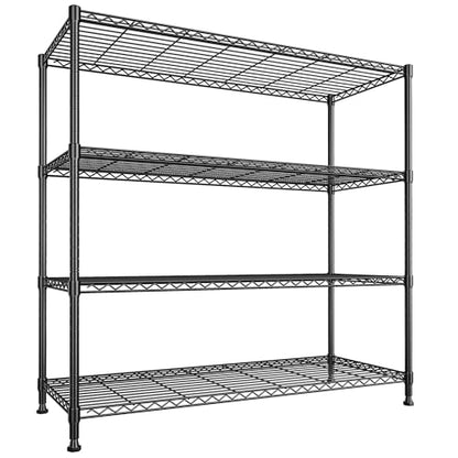 2 Set of 45 "W Metal Shelving Unit 4 Tier Storage Shelves Adjustable Wire Shelving Metal Shelf Pantry Shelves Wire Rack Commercial Shelving for Kitchen Pantry Garage 45 "W x 59.4 "Hx 13.5" D Black (2 Count)