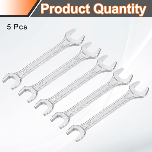 5pcs Double Open End Wrench 13mm x 14mm Metric 15 Degree Offset Angle Small Flat Head Wrench Galvanizing Open Ended Spanner for Automotive Repair Furniture Assembly (5 Count)