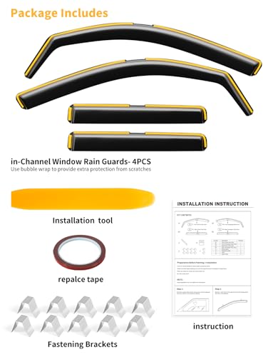 Window Visors Rain Guards for Toyota Tacoma DoubleCab 2024 (4 Count)