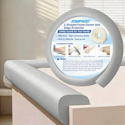 Foam Baby Edge Protector Strip Furniture Safety 1.8inx6.56FT（Grey）