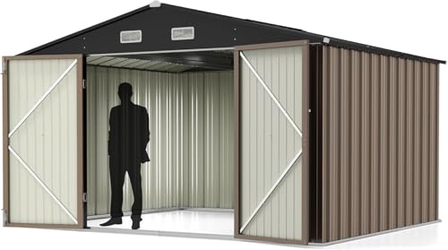 10x8FT Outdoor Storage Shed Brown