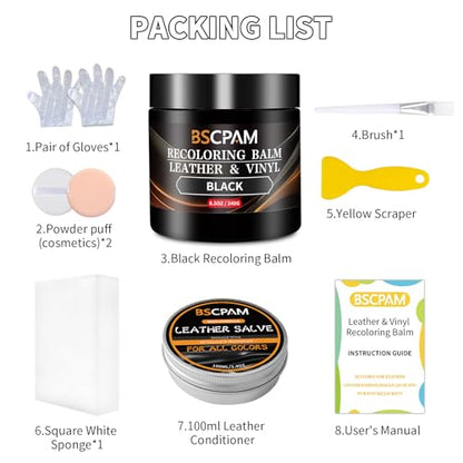 Black Leather Recoloring Balm with 100ml Mink Oil