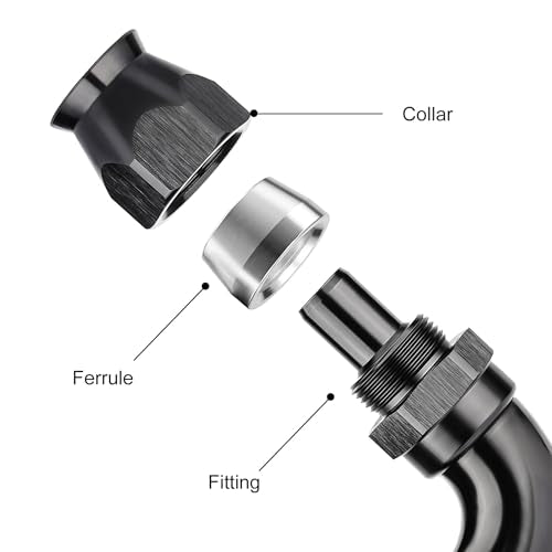 8AN 150 Degree PTFE One Piece Full Flow End Hose Fitting Aluminum Black