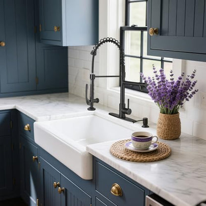 Commercial Pull Down Kitchen Sink Faucet with Sprayer Matte Black