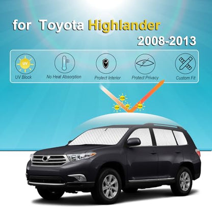 8pcs Thicken Car Sun Shades for Toyota Highlander 2008 (8 Count)