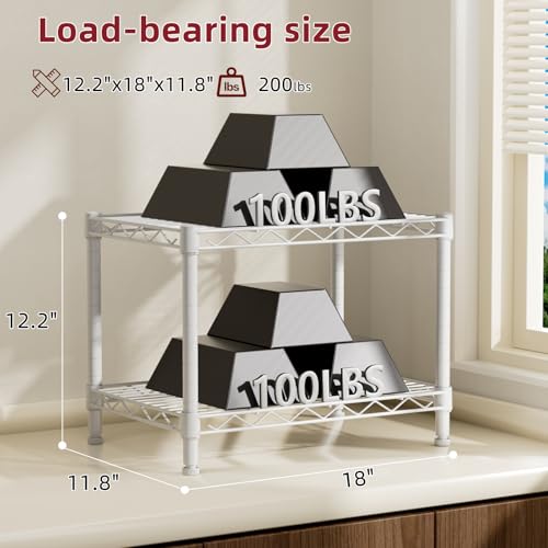Small Wire 2 Shelves Pantry Metal Shelf Floor Organizer Under Desk