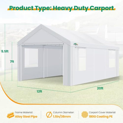 Carport Canopy 12x20 Heavy Duty Portable Garage