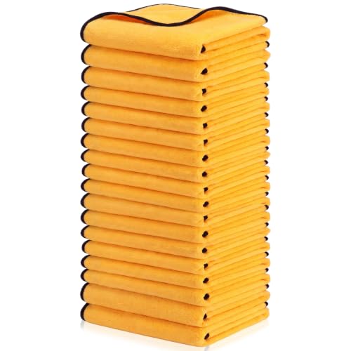 18 Pcs 16"x24" Yellow Microfiber Towels for Cars Drying Polishing (18 Count)