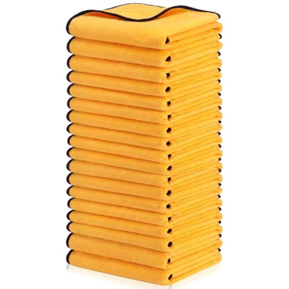 18 Pcs 16"x24" Yellow Microfiber Towels for Cars Drying Polishing (18 Count)