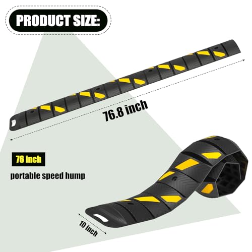 Portable Speed Bump 76x10x2in Foldable Reflective