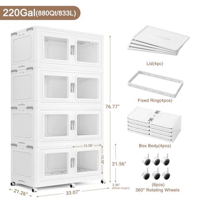880 Qt Extra Large Stackable Storage Bin with Lids (4 Count)