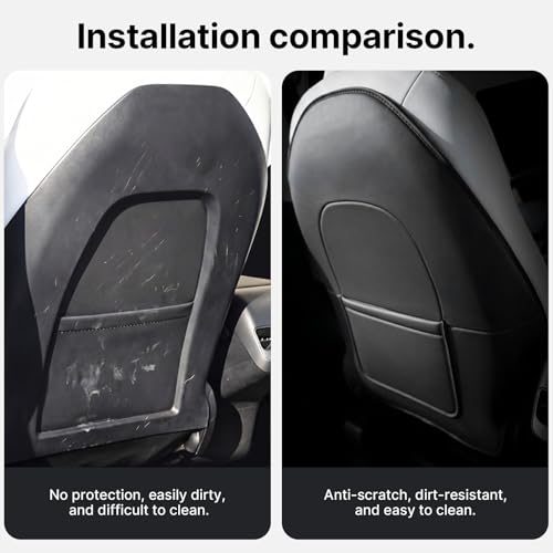 2Pcs Leather Seat Back Kick Protector for Tesla Model 3 (2 Count)