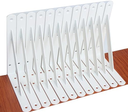 12 Pack L8 x H 6" White Heavy Duty Shelf Brackets with Screws Metal Shelf Brackets Shelf Support Angle Brackets for Shelves L Brackets Heavy Duty Floating Shelf (12 Count)