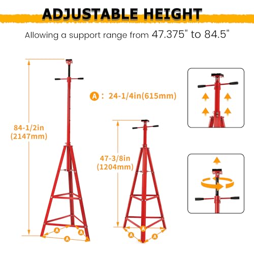 Adjustable Under Hoist Tripod Stand 2 Ton High Lift Jack Stand Reach