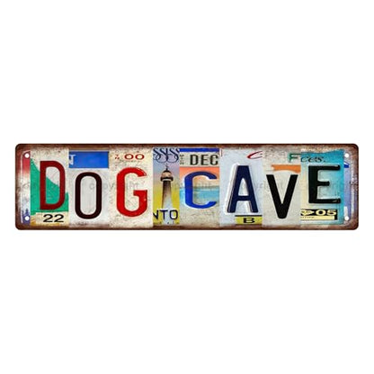 DOG CAVE SPACE Metal Tin Street Sign Bar Cafe Garage Cave Home Room Wall Bathroom Farmhouse Garden Porch Patio Decor