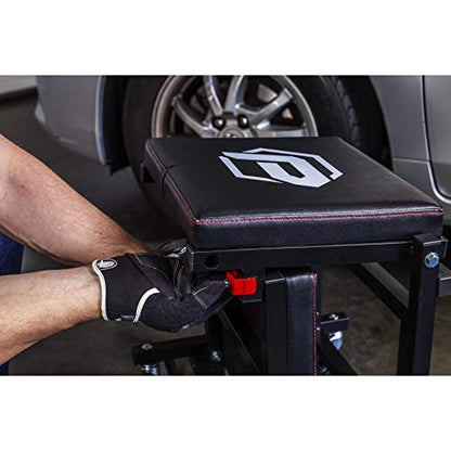 2-in-1 Rolling Creeper Seat Converts from High to Low Roller Seat, Fast, Tool-Free Conversion, Garage, Shop, Brake Jobs, Washing, Detailing, Maintenance, Thick Pad, 3-in. Casters - 240298