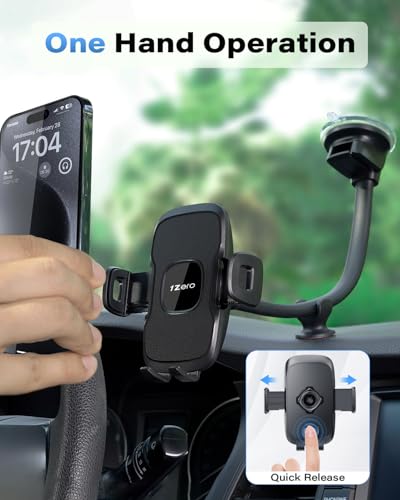 Solid Car Truck Phone Mount Holder Black with 14" Gooseneck Long Arm