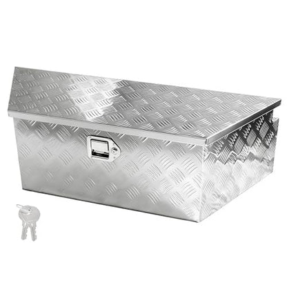39" x 12" x 16.5" Trailer Tongue Tool Box Heavy Duty Aluminum with Latch and Keys Trailer Toolbox Organizer Truck Underbody Box Compatible with Pick Up Truck Bed RV Trailer ATV Silver