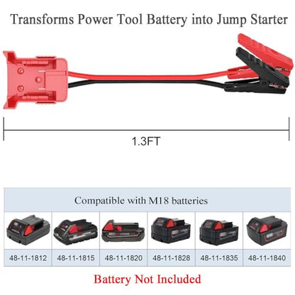 Jumper Cables alligator clips Compatible with Mil.waukee M18 18V Batteries