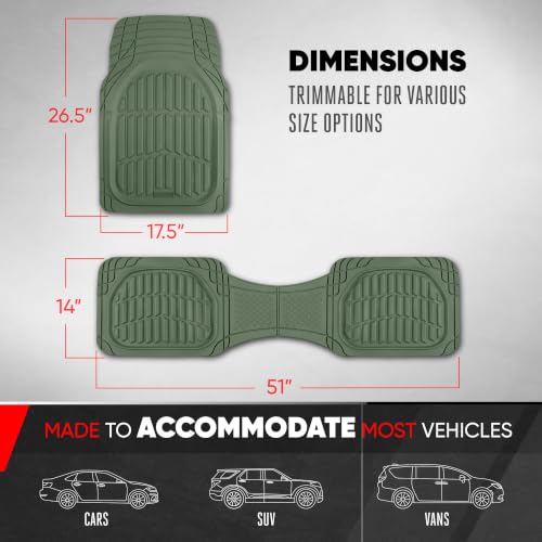 Green Rubber Car Mats Full Set