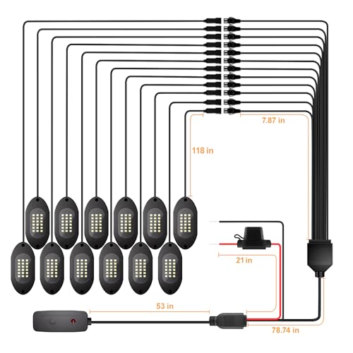 Pure White Rock Lights for Trucks 12 Pods (12 Count)