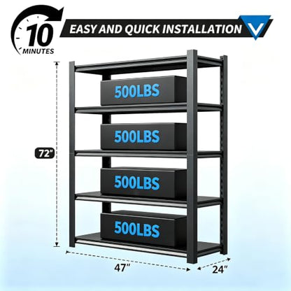 47" W Heavy Duty Metal Garage Shelving 2500LBS