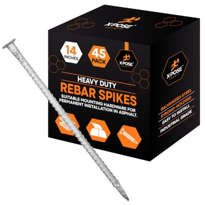 14" Galvanized Rebar Stakes for Speed Bumps & Parking Stops (45 Count)