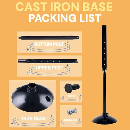 Heavy Duty Cast Iron Sign Post Base Kit