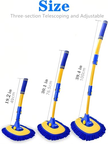 15°Curved Chenille Car Wash Brush Mop with Long Handle