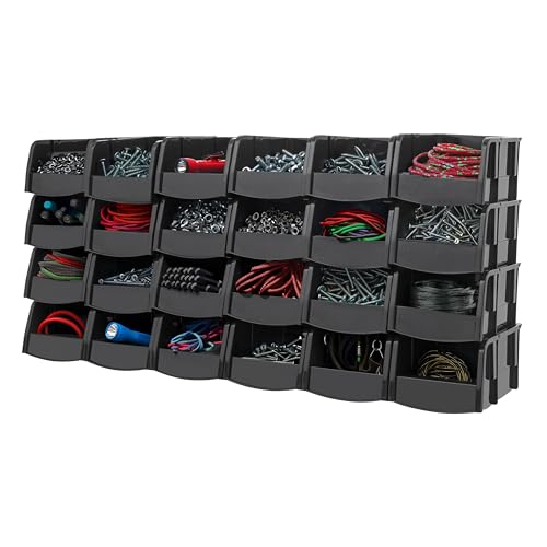 24-Pack, Extra Small Stackable Storage Bins, Black (24 Count)