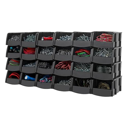 24-Pack, Extra Small Stackable Storage Bins, Black (24 Count)