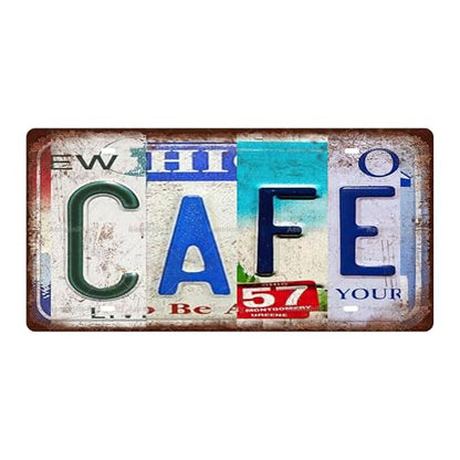 CAFE Vintage Metal Tin Sign License Plate Bar Cafe Garage Cave Home Room Wall Bathroom Farmhouse Garden Porch Patio Decor
