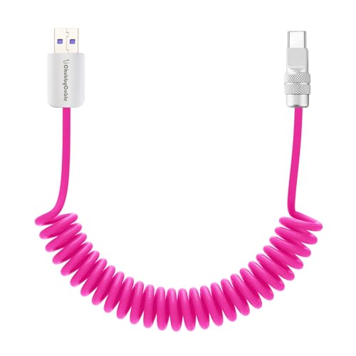 USB A to C 120W Braided Coiled Charging Cable