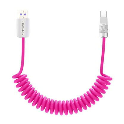 USB A to C 120W Braided Coiled Charging Cable