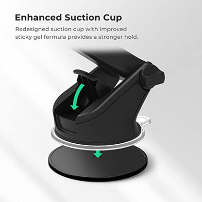 Easy One Touch Signature Dashboard & Windshield Universal Car Mount Phone Holder Desk Stand with Suction Cup Base and Telescopic Arm for iPhone