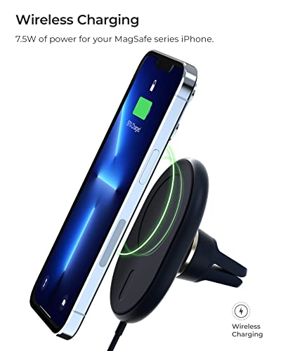 Velox Magnetic Wireless Charging Air Vent Car Phone Mount. Compatible with MagSafe iPhones including iPhone 12