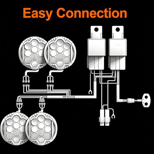 4pcs 5 Inch White Round Offroad Lights LED Pods with Amber DRL 90W LED Light Pods 270° Wide Range Super Bright Side Shooter with Wiring Harness kit for Truck Pickup ATV UTV SUV