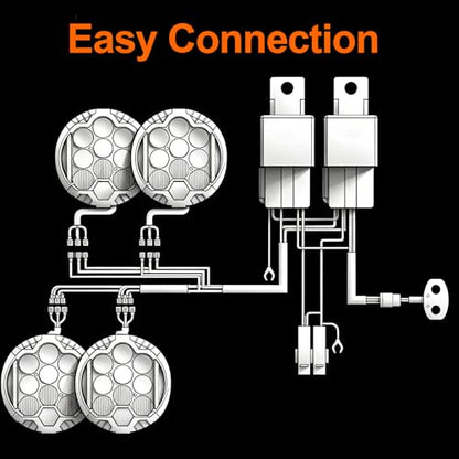 4pcs 5 Inch White Round Offroad Lights LED Pods with Amber DRL 90W LED Light Pods 270° Wide Range Super Bright Side Shooter with Wiring Harness kit for Truck Pickup ATV UTV SUV