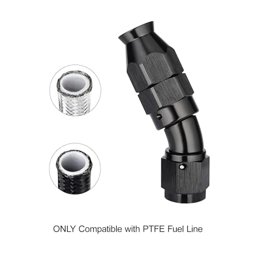 4AN 30 Degree PTFE One Piece Full Flow End Hose Fitting Aluminum Black