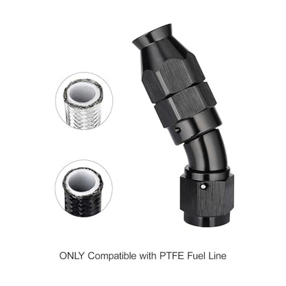 4AN 30 Degree PTFE One Piece Full Flow End Hose Fitting Aluminum Black