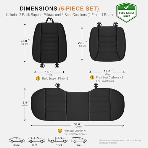 5 Piece Car Seat Cushion Set with Back Support (5 Count)