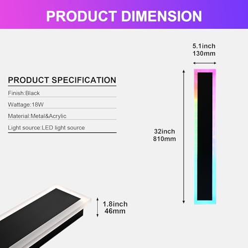 2 Pack Modern RGB Outdoor Wall Light (2 Count)