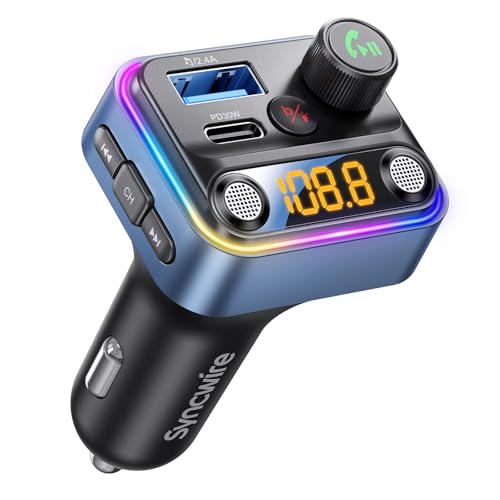 Bluetooth 5.4 FM Transmitter Car Adapter with Light Switch