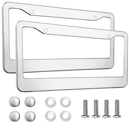 2PCS Chrome License Plate Frame (2 Count)