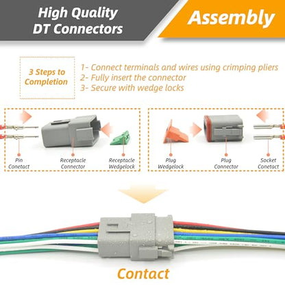 2 Sets 12 Pin DT Waterproof Connector Kit