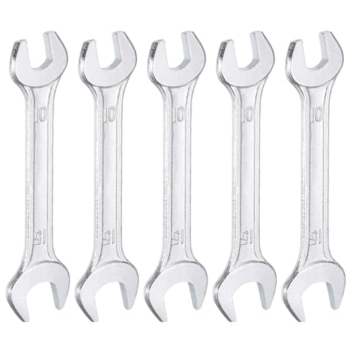 5pcs Double Open End Wrench 10mm x 15mm Metric 15 Degree Offset Angle Small Flat Head Wrench Galvanizing Open Ended Spanner for Automotive Repair Furniture Assembly (5 Count)
