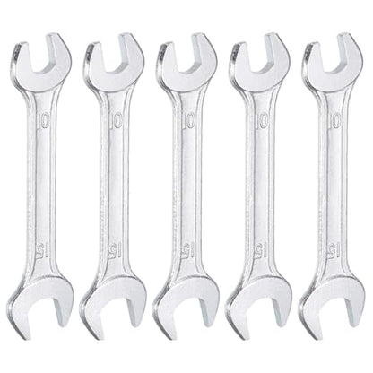 5pcs Double Open End Wrench 10mm x 15mm Metric 15 Degree Offset Angle Small Flat Head Wrench Galvanizing Open Ended Spanner for Automotive Repair Furniture Assembly (5 Count)